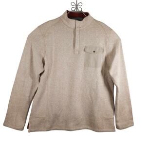 Woolrich Knitted Pullover Sweatshirt Mens SZ Large Button Front Long Sleeve